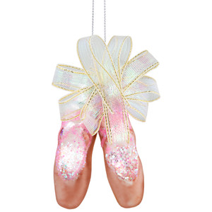 3" Pink Ballerina Slippers Glass Christmas Ornament