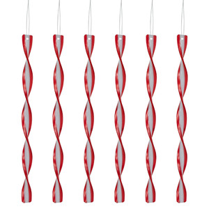 6ct Red and White Candy Swirl Christmas Ornaments 8"