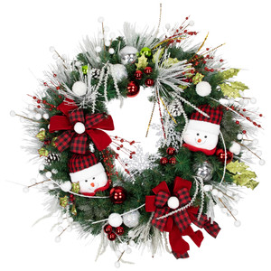 Snowmen and Icicles Pine Artificial Christmas Wreath - 40" - Unlit