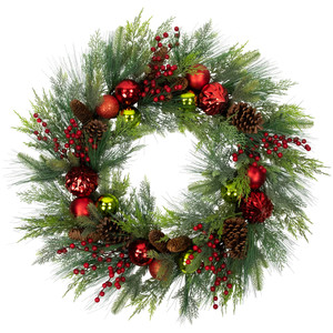 Real Touchâ„¢ Berries, Pinecones and Ornaments Artificial Christmas Wreath - 36" - Unlit