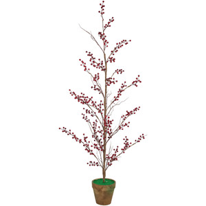 Potted Berry Artificial Christmas Twig Tree - Unlit - 4'