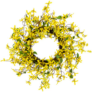 Forsythia and Berry Floral Spring Wreath - 24" - Yellow