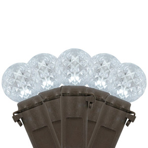 LED G12 Berry Christmas Lights - Pure White - 16' Brown Wire - 50 ct