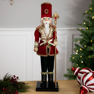 Jeweled Nutcracker with Scepter Christmas Figure - 22"