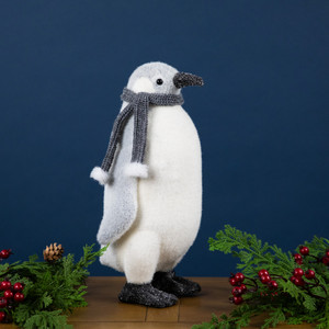 Standing Penguin with Winter Scarf Christmas Figurine - 11.5"