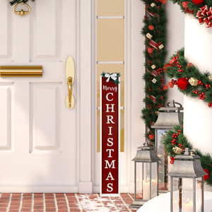 Merry Christmas Porch Sign with Pine and Bow - 36"