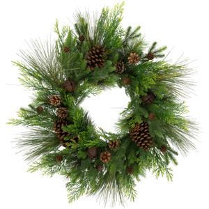 Real Touchâ„¢? Pinecones and Jingle Bells Artificial Christmas Wreath - 26" - Unlit