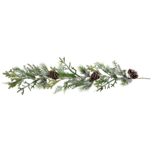 Frosted Mixed Pine and Cedar with Pinecones Artificial Christmas Garland - 5' x 10" - Unlit