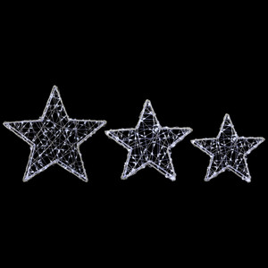 LED Lighted Stars Christmas Outdoor Decorations - 13.75" - White -Set of 3