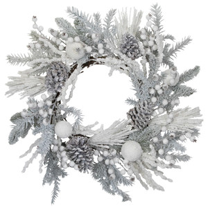 Flocked Berries and Pinecones Artificial Pine Christmas Wreath - 26" - Unlit