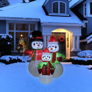 Lighted Inflatable Family of Snowman Outdoor Christmas Decoration - 4'