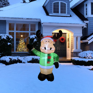 Lighted Inflatable Reindeer Outdoor Christmas Decoration - 4.25'