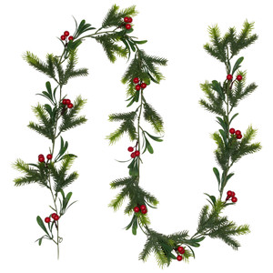 Holly Berries and Pine Artificial Christmas Garland - 6' - Unlit