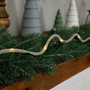 Pre-Lit Battery Operated Rope Christmas Garland - 6.75' - Warm White Lights
