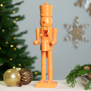Drummer Soldier Nutcracker Christmas Figure - 15" - Orange
