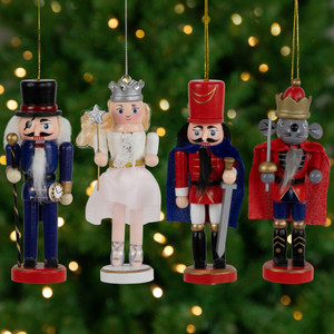 The Nutcracker Suite Christmas Figures -  5.25" - Red and Blue - Set of 4