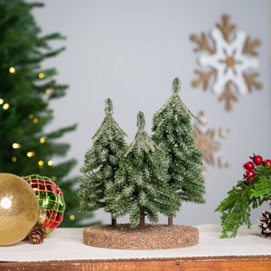Icy Downswept Pine Trio of Trees Christmas Decoration - 8" - Unlit