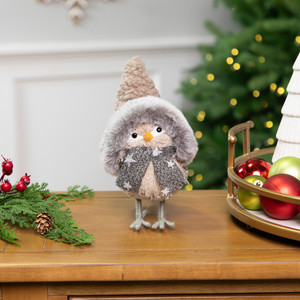 Standing Bird with Winter Hat and Scarf Christmas Figure - 7.5"