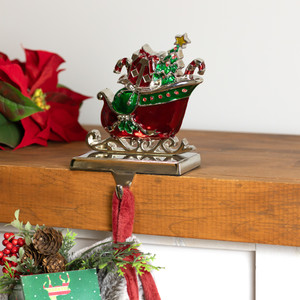 Present Filled Sleigh Christmas Stocking Holder - 5.5"