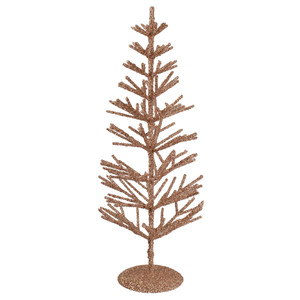 Artificial Glittered Twig Christmas Tree - 18" - Rose Gold - Unlit