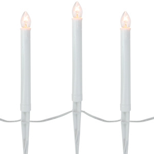 10-Count White C7 Candle Pathway Markers Christmas Lights, White Wire