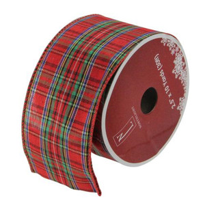 Red and Blue Plaid Wired Christmas Craft Ribbon 2.5" x 10 Yards