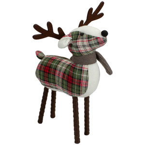 Standing Plaid Reindeer Christmas Decoration - 13.5" - Red, Green and Brown