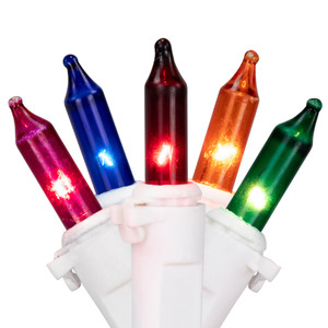 20ct Multi-Color Mini Christmas Lights 2.5” Spacing, 5ft White Wire