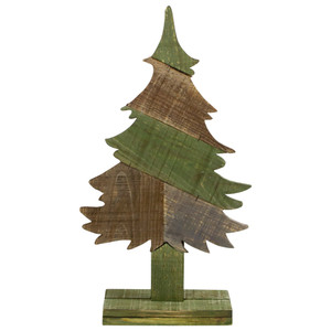 Textured Wooden Christmas Tree - 20.5" - Green and Brown