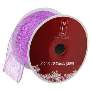 Glittering Purple Solid Wired Christmas Craft Ribbon 2.5" x 10 Yards