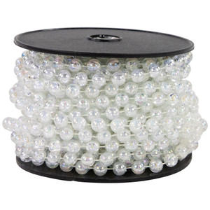 33' Clear Iridescent Beaded Artificial Christmas Garland, Unlit