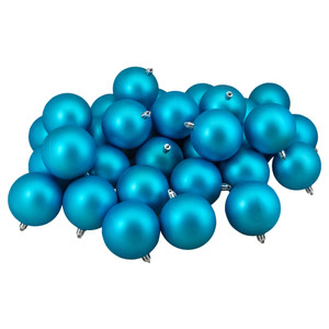 32ct Matte Turquoise Blue Shatterproof Christmas Ball Ornaments 3.25" (80mm)