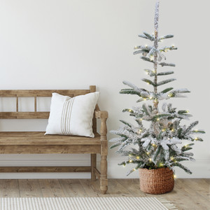 Real Touchâ„¢? Pre-Lit Slim Flocked Nordmann Fir Artificial Christmas Tree - 6.5' - Warm Clear LED Lights