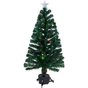 4' Pre-Lit Potted Fiber Optic Artificial Christmas Tree, Multicolor LED Lights