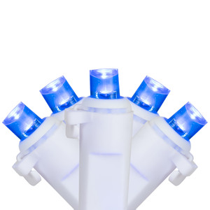 50ct Blue LED Wide Angle Christmas Lights, 16.25ft White Wire