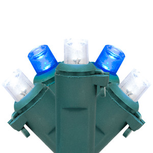 50ct Blue and White LED Wide Angle Mini Christmas Lights, 16.25ft Green Wire