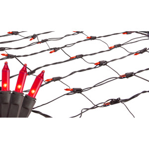 2' x 8' Red Mini Net Style Tree Trunk Wrap Christmas Lights, Brown Wire