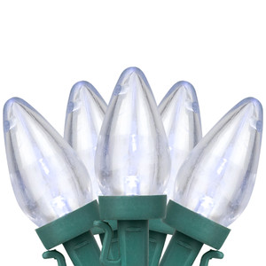 25ct Pure White LED C7 Christmas Light Set - 16ft Green Wire