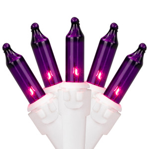 35-Count Purple Mini Christmas Light Set, 7ft White Wire