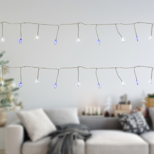 Set of 40 Blue and White LED Fairy Christmas Lights with Remote Control 6’