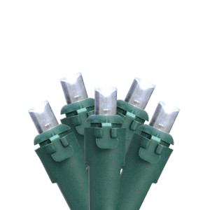 50 Pure White LED Wide Angle Christmas Lights - 16.25 ft Green Wire