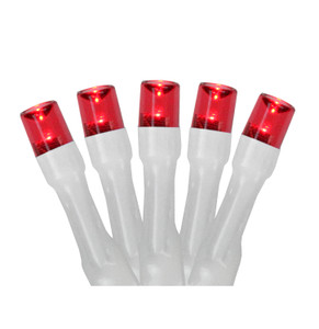 Battery Operated LED Christmas Lights - Red - 9.5' White Wire - 20ct
