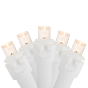 100ct Warm White LED Wide Angle Christmas Lights, 33ft White Wire