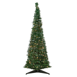 6' Pre-Lit Green Holly Leaf Pop-Up Artificial Christmas Tree - Clear Lights