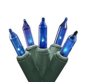 4' x 6' Blue Mini Net Style Christmas Lights, Green Wire