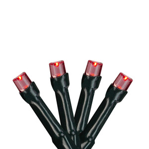 Battery Operated LED Christmas Lights - Red - 9.5' Green Wire - 20ct