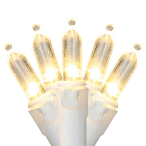 100-Count Warm White LED Mini Christmas Lights - 33ft, White Wire