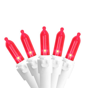 50 Red LED Mini Christmas Lights - 16.25 ft White Wire