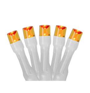Battery Operated LED Christmas Lights - Orange - 9.5' White Wire - 20ct