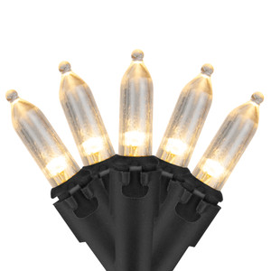 50 White LED Mini Christmas Lights - 16.25 ft Black Wire